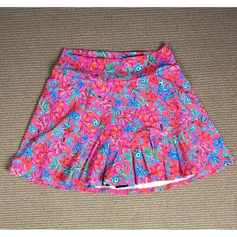Dona Jo Tropical Floral Women's Athletic Skirt Skort Sz 1 (S) Multicolor Pockets